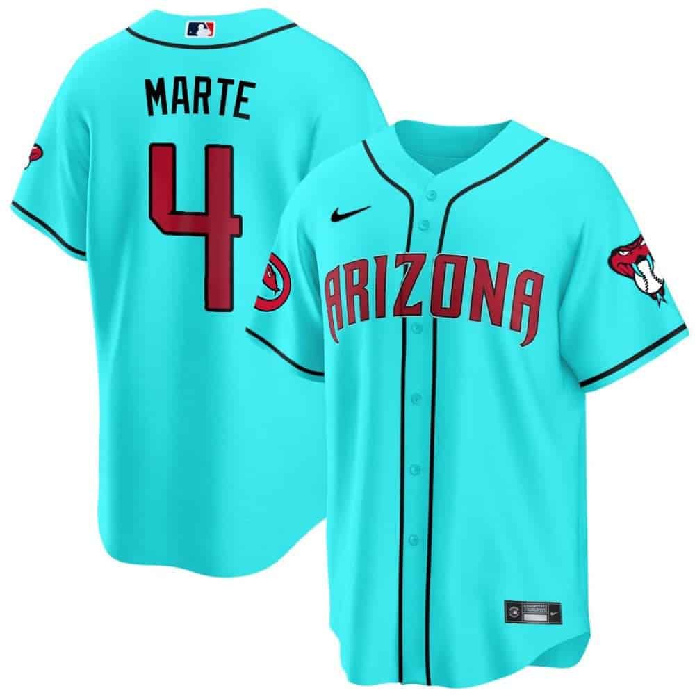 Men Arizona Diamondback #4 Marte Light Blue 2024 Nike Cool Base MLB Jersey style 1->indianapolis colts->NFL Jersey